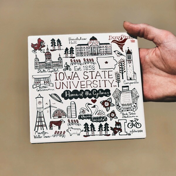 Julia Gash Iowa State University White Printed Trivet (7"x7")